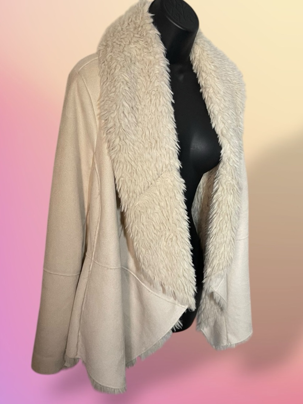 Altar'd State Cream Sherpa Wrap Jacket - Medium - Picture 11 of 15